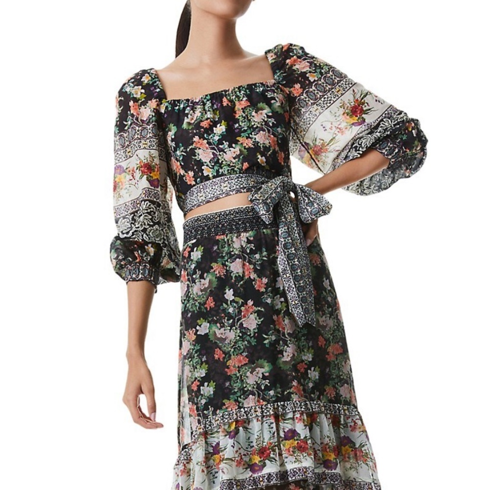 Alice + Olivia Clarabelle Floral Tie Blouse NWT